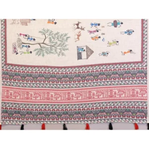 Generic Women's Linen Cotton Printed Saree With Unstitched Blouse 5.5Mtr (Off White)