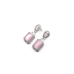 Generic Women's Brass Silver Plated Drop Earrings (Pink)