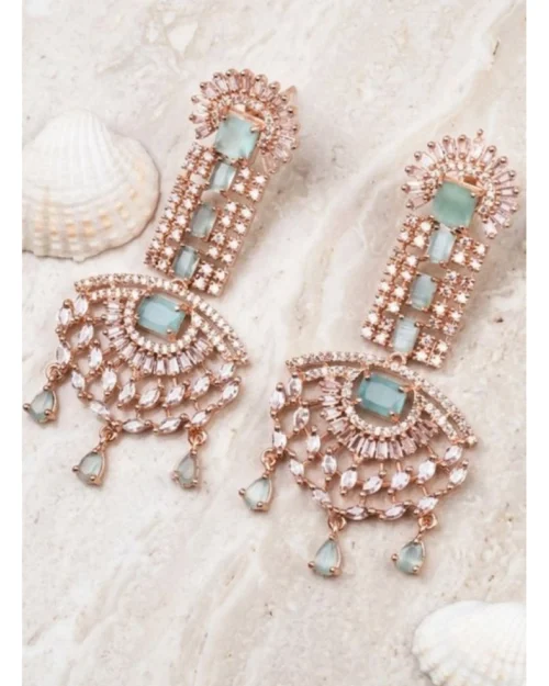 Generic Women's Brass Silver Plated Drop Earrings (Turquoise)