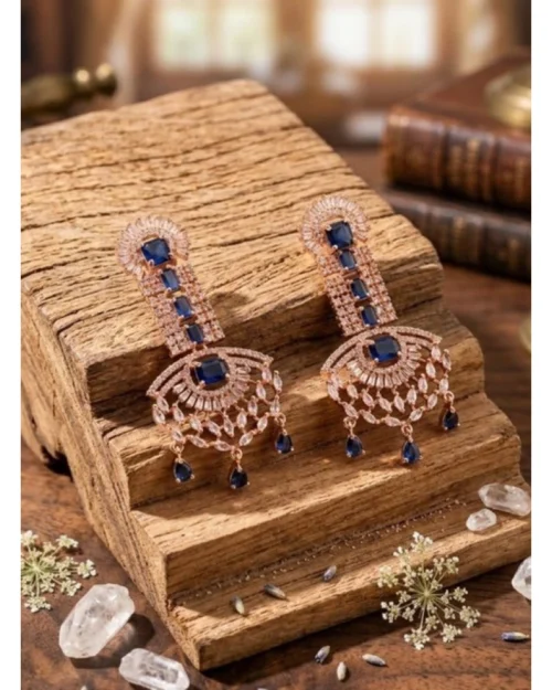 Generic Women's Brass Silver Plated Drop Earrings (Blue)