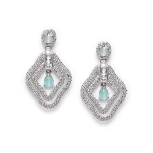 Generic Women's Brass Silver Plated Drop Earrings (Turquoise)