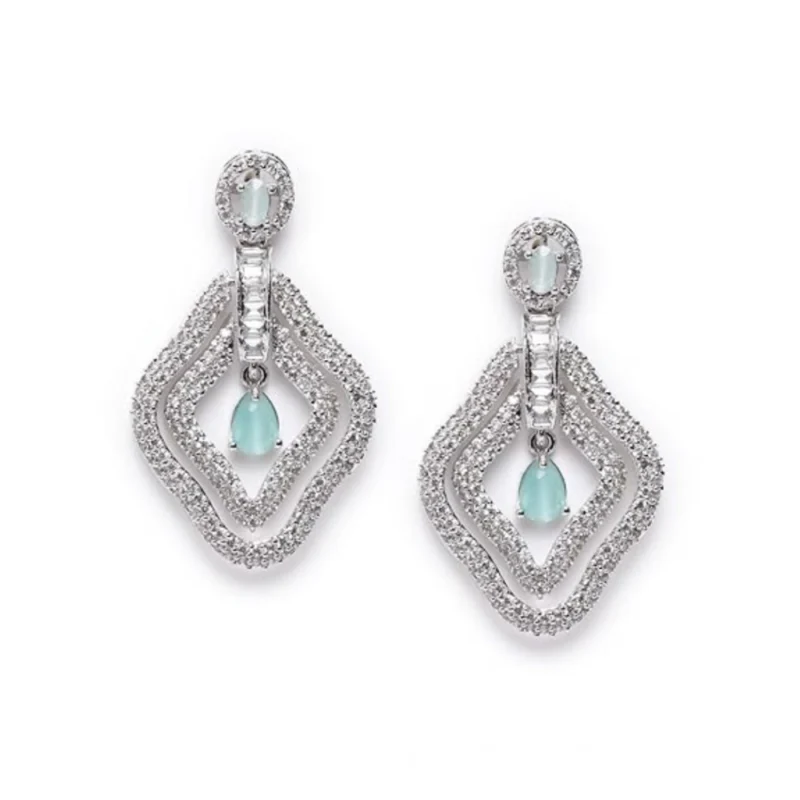 Generic Women's Brass Silver Plated Drop Earrings (Turquoise)