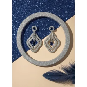 Generic Women's Brass Silver Plated Drop Earrings (Blue)
