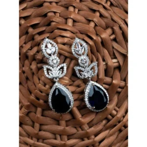 Generic Women's Brass Silver Plated Drop Earrings (Blue)