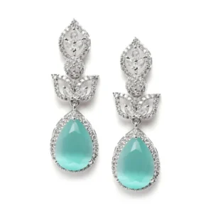 Generic Women's Brass Silver Plated Drop Earrings (Turquoise)