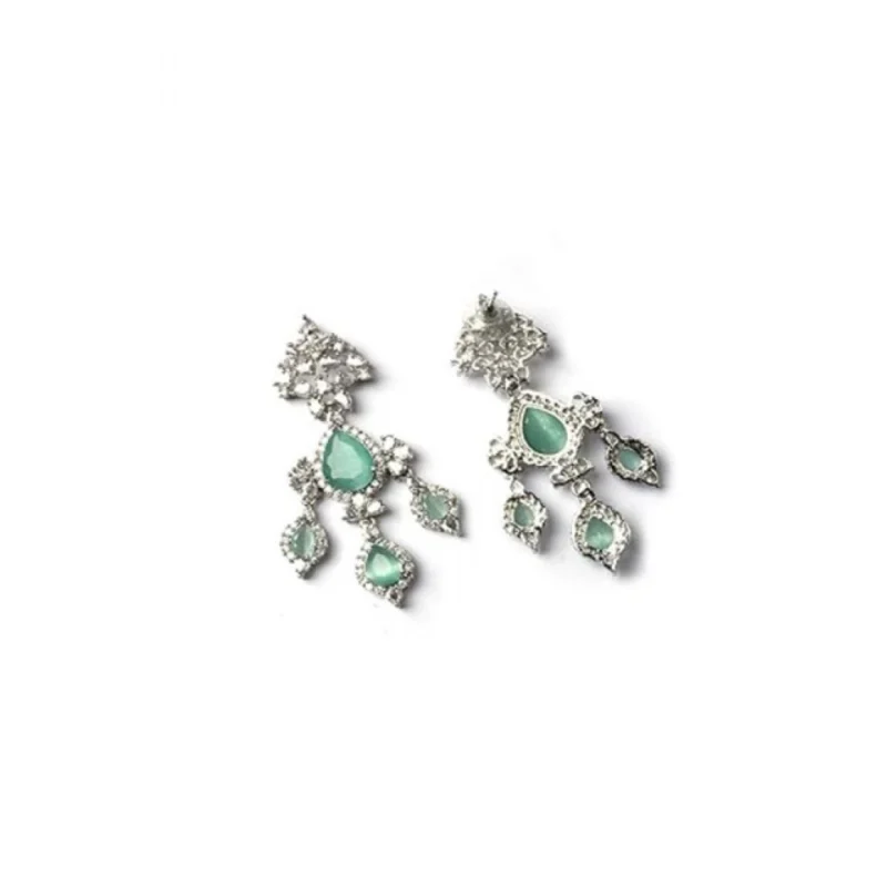 Generic Women's Brass Silver Plated Drop Earrings (Turquoise)