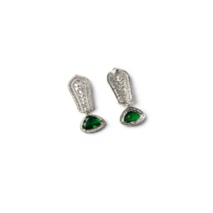 Generic Women's Brass Silver Plated Drop Earrings (Green)