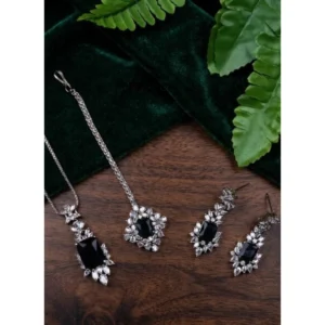 Generic Women's Brass Silver Plated Pendant Set (Blue)