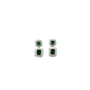 Generic Women's Brass Silver Plated Pendant Set (Green)