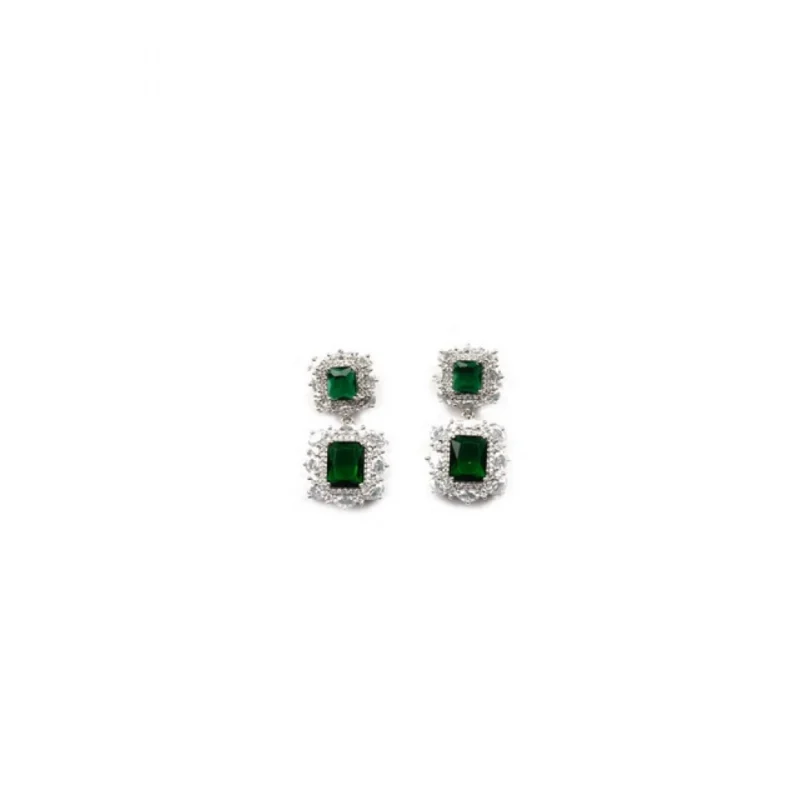 Generic Women's Brass Silver Plated Pendant Set (Green)