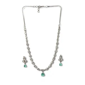 Generic Women's Brass Silver Plated Necklace set (Turquoise)