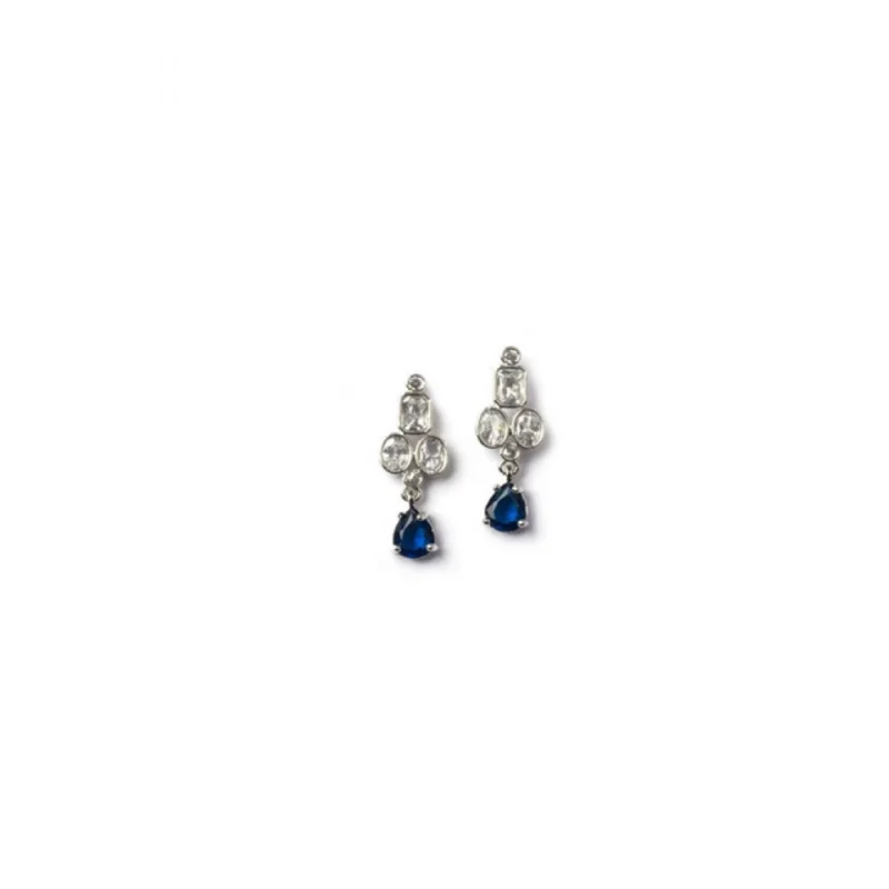 Generic Women's Brass Silver Plated Necklace set (Blue)