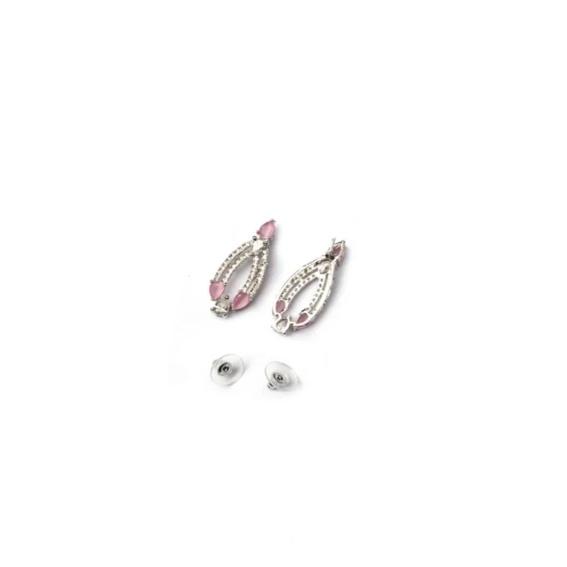 Generic Women's Brass Silver Plated Necklace set (Pink)