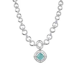 Generic Women's Brass Silver Plated Necklace set (Turquoise)