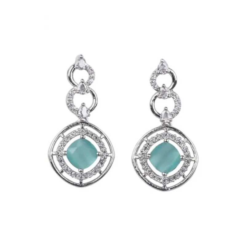 Generic Women's Brass Silver Plated Necklace set (Turquoise)