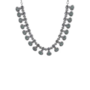 Generic Women's Brass Silver Plated Necklace set (Turquoise)