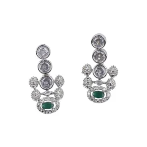 Generic Women's Brass Silver Plated Necklace set (Green)
