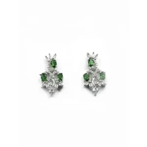 Generic Women's Brass Silver Plated Necklace set (Green)