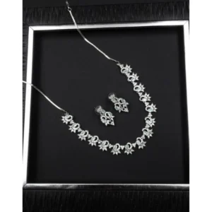 Generic Women's Brass Silver Plated Necklace set (Turquoise)