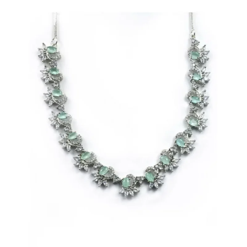 Generic Women's Brass Silver Plated Necklace set (Turquoise)