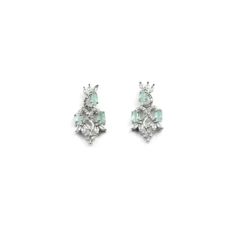 Generic Women's Brass Silver Plated Necklace set (Turquoise)