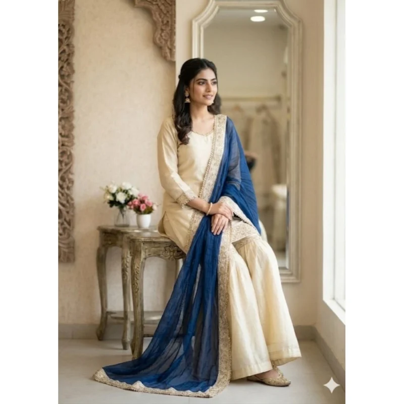 PID-66482-Women-s-Silk-Embroidered-3-4th-Sleeve-Round-Kurti-With-Palazzo-and-Dupatta-Set-Cream-3-1000x1000-1.webp Generic Women's Silk Embroidered 3/4th Sleeve V-Neck Kurti With Sharara Pant and Dupatta Set (Cream & Blue)