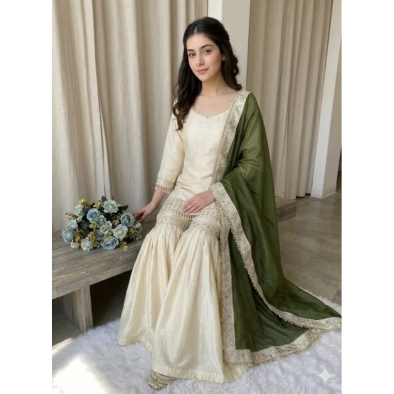 PID-66484-Women-s-Silk-Embroidered-3-4th-Sleeve-Round-Kurti-With-Palazzo-and-Dupatta-Set-Cream-3-1000x1000-1.webp Generic Women's Silk Embroidered 3/4th Sleeve V-Neck Kurti With Sharara Pant and Dupatta Set (Cream & Green)