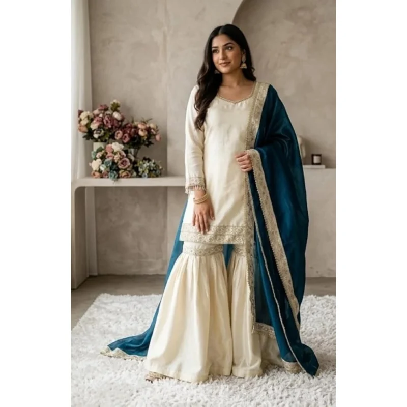 PID-66486-Women-s-Silk-Embroidered-3-4th-Sleeve-Round-Kurti-With-Palazzo-and-Dupatta-Set-Cream-1-1000x1000-1.webp Generic Women's Silk Embroidered 3/4th Sleeve V-Neck Kurti With Sharara Pant and Dupatta Set (Cream & Teal)