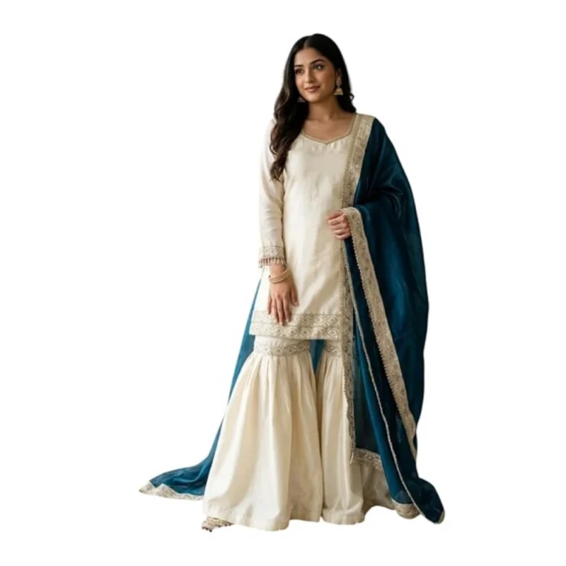 PID-66486-Women-s-Silk-Embroidered-3-4th-Sleeve-Round-Kurti-With-Palazzo-and-Dupatta-Set-Cream-5-1000x1000-1.webp Generic Women's Silk Embroidered 3/4th Sleeve V-Neck Kurti With Sharara Pant and Dupatta Set (Cream & Teal)