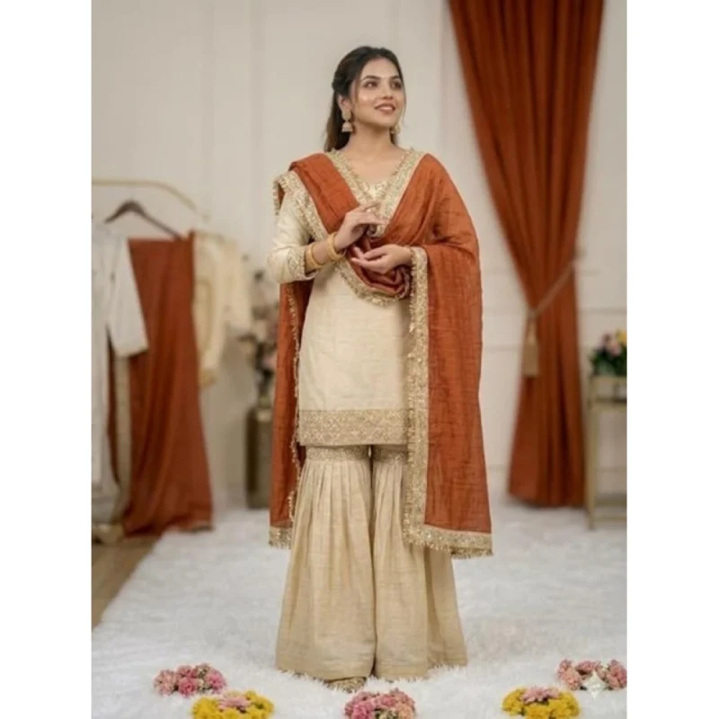 PID-66488-Women-s-Silk-Embroidered-3-4th-Sleeve-Round-Kurti-With-Palazzo-and-Dupatta-Set-Cream-2-1000x1000-1.webp Generic Women's Silk Embroidered 3/4th Sleeve V-Neck Kurti With Sharara Pant and Dupatta Set (Cream & Orange)