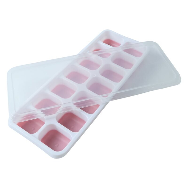 PinkIceCubeTrays-04.jpg Plastic Ice Cube Tray � Durable with Lid for Easy Freezing
