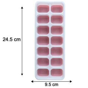 PinkIceCubeTrays-size.jpg Plastic Ice Cube Tray � Durable with Lid for Easy Freezing