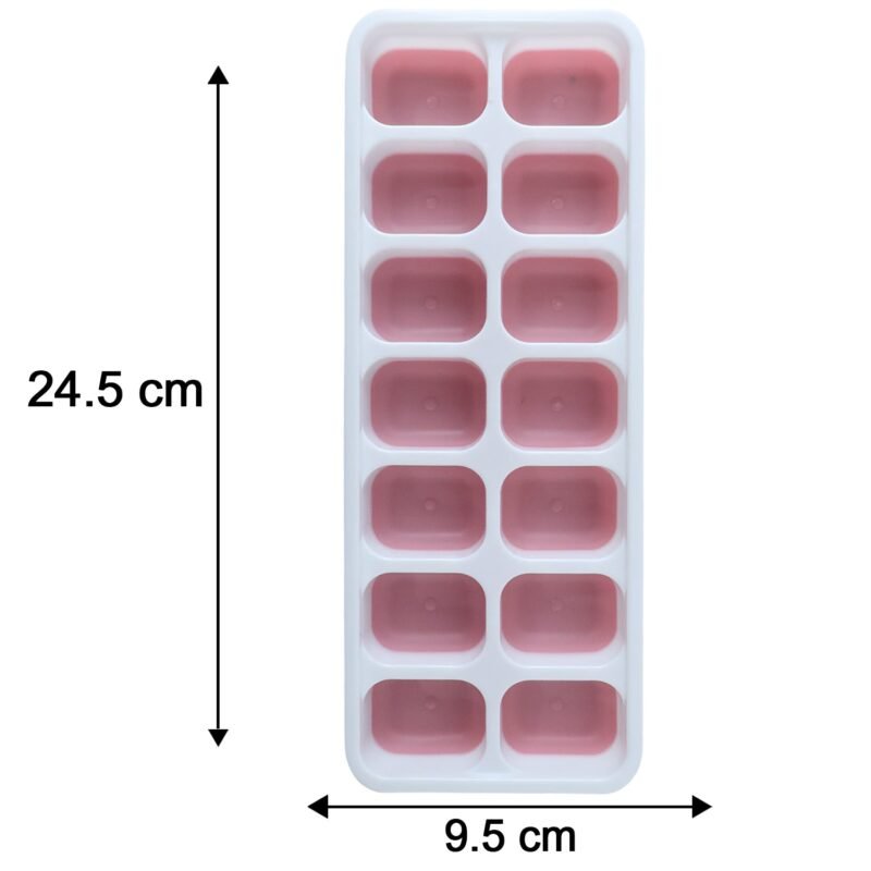 PinkIceCubeTrays-size.jpg Plastic Ice Cube Tray � Durable with Lid for Easy Freezing