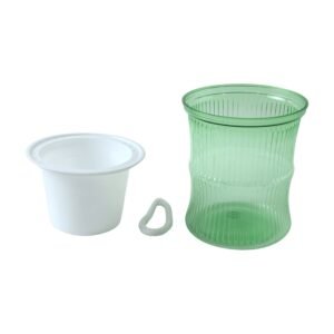 Self-Watering Bamboo Style Plastic Flower Pot � Easy Indoor Plant Care
