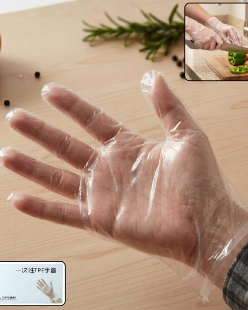 Disposable Plastic Gloves � Food-safe 100-piece pack for hygiene