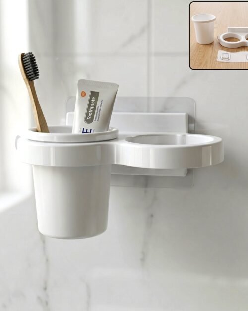 Wall Mounted Toothbrush Holder Set � Space-Saving Bathroom Organizer