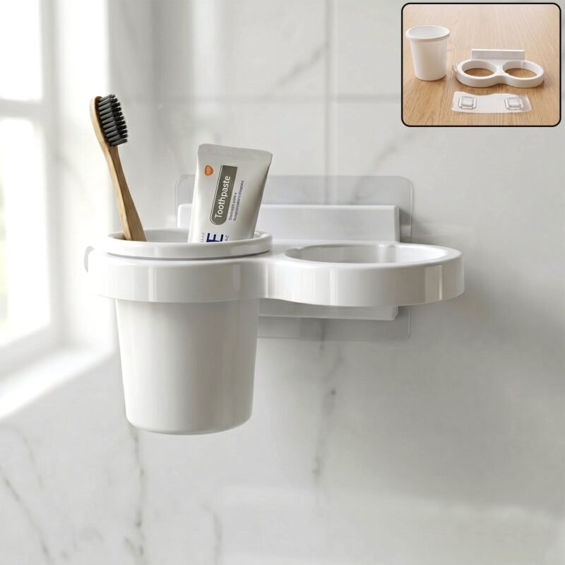 Wall Mounted Toothbrush Holder Set � Space-Saving Bathroom Organizer