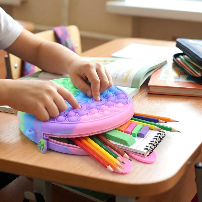 Cute Caterpillar Shape Pop It Pencil Pouch – Colorful & Stress-Relief