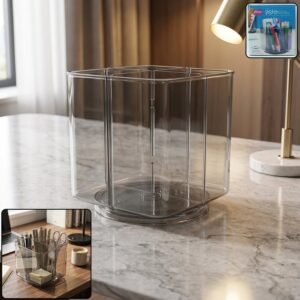 Desk Organizer � 360� Rotating Acrylic Pen Stand for Workspace