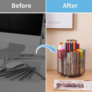 Desk Organizer � 360� Rotating Acrylic Pen Stand for Workspace