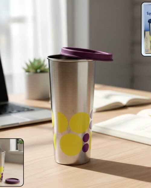 Stainless Steel Travel Tumbler 600 ML – Spill-Proof & Ergonomic