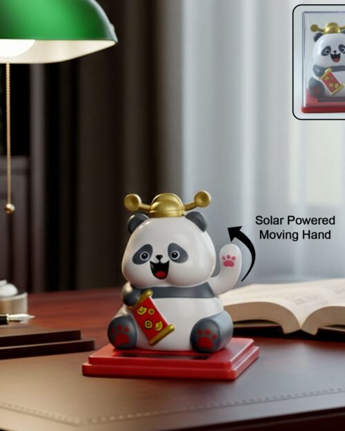 Solar Powered Moving Hand Panda Showpiece – Cute Waving Desk Decor