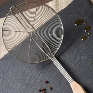 Strainer-4.jpg Stainless Steel Frying Skimmer � Long Handle for Safe Cooking