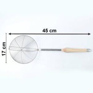 Strainer-6.jpg Stainless Steel Frying Skimmer � Long Handle for Safe Cooking
