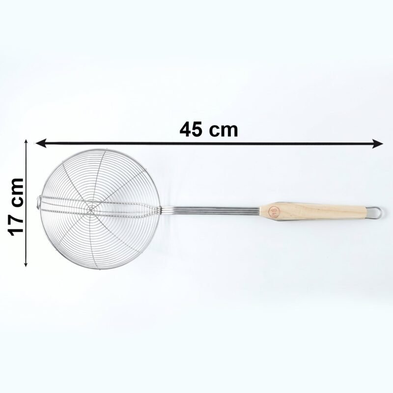 Strainer-6.jpg Stainless Steel Frying Skimmer � Long Handle for Safe Cooking