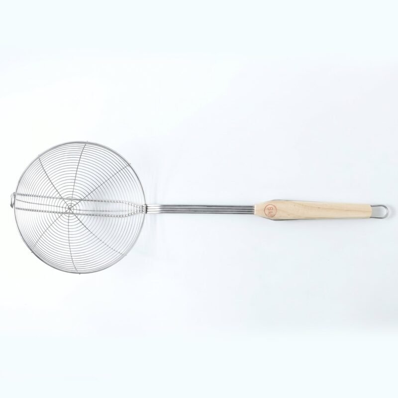 Strainer-7.jpg Stainless Steel Frying Skimmer � Long Handle for Safe Cooking