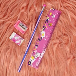 StylishFoldablePencilwithScale-02.jpg Kids Stationery Set � Fun Pink Design for School & Gifting