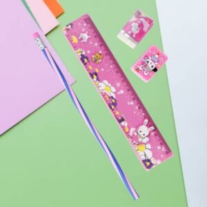 StylishFoldablePencilwithScale-05.jpg Kids Stationery Set � Fun Pink Design for School & Gifting