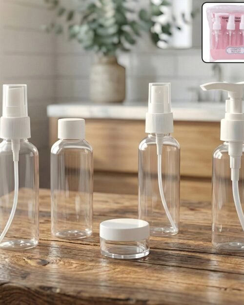 Travel-Bottling-Set-01.jpg Travel Cosmetic Bottle Set – 5-in-1 Refillable Toiletry Containers