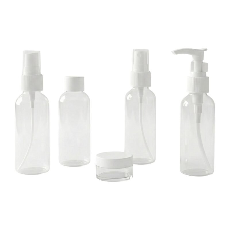 Travel Cosmetic Bottle Set – 5-in-1 Refillable Toiletry Containers